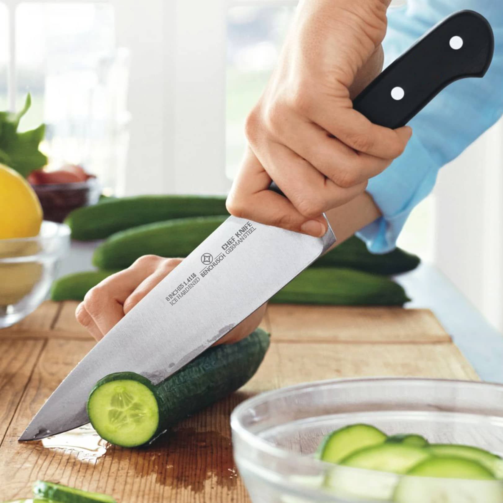 Benchusch Professional 8-Inch Chef Knife - Classic Series - German HC Steel with Full Tang Blade - Multi-Use for Slicing, Dicing, Chopping and Mincing Meat, Fish, Fruits, Vegetables