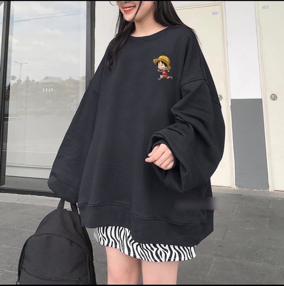 [ SWEATER ĐẸP ]Áo  sweater in hình  LUffy cute (trong luong tu 40 kg den 65kg )