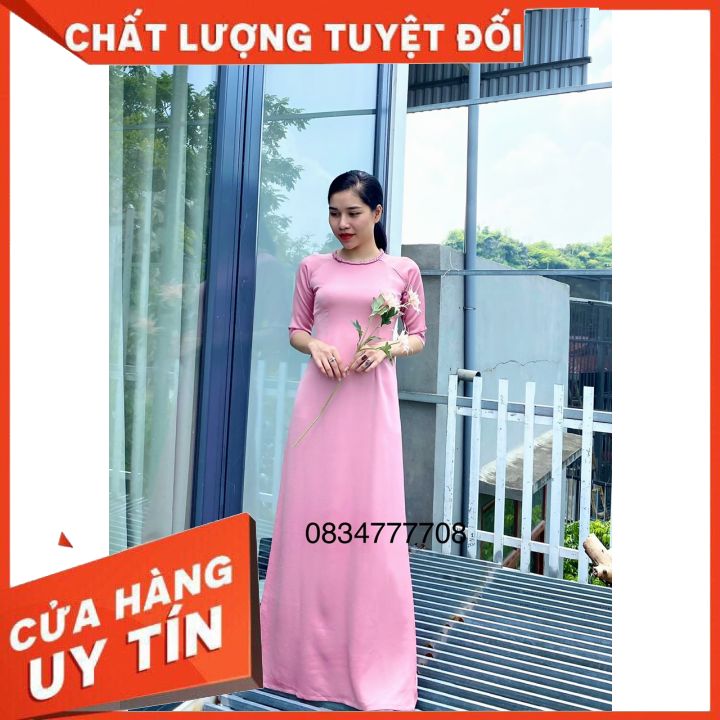 Áo Dài Lụa Tây Thi Cao Cấp Cổ Tròn Tết