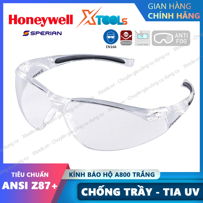 Giá bán Kính bảo hộ lao động Honeywell A800 Trắng - Mắt kính chính hãng chống bụi, chống trầy xước, chống tia cực tím [XTOOLs][XSAFE]