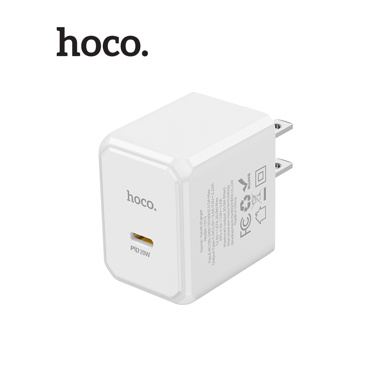 Củ sạc nhanh PD20W 1 cổng Type-C Hoco CS13 ABS + PC chống cháy, chân dẹt