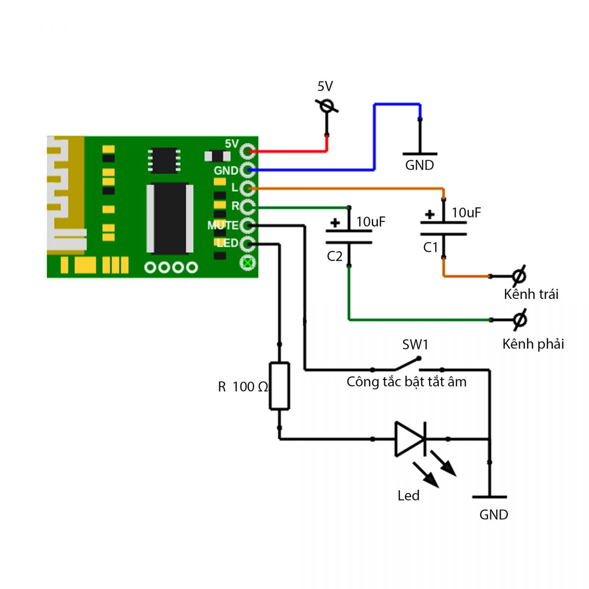 Mạch nhận bluetooth âm thanh 4.0