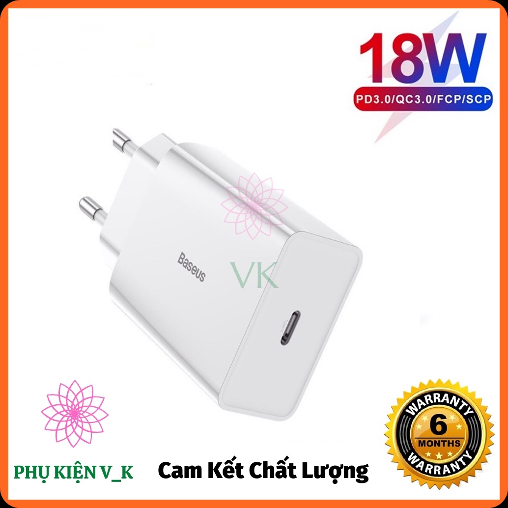 Củ sạc nhanh Baseus Speed Mini QC/PD 18W (USB/ Dual USB/ Type C, PD/ Quick Charger)