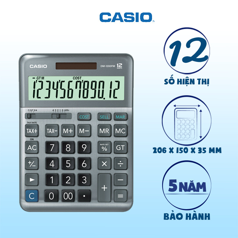 Máy tính casio DM 1200FM chính hãng bảo hành 5 năm