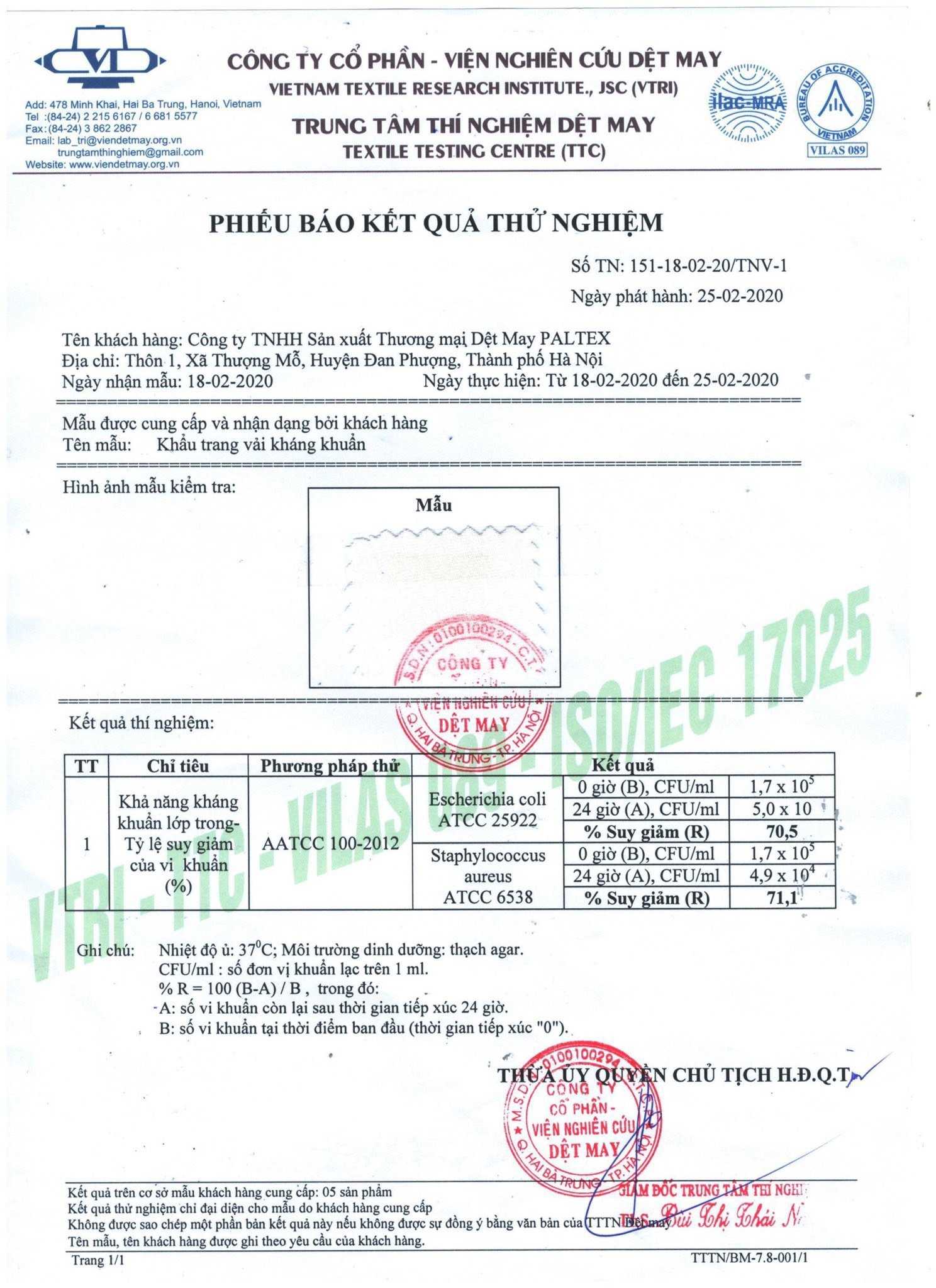 10 chiếc khẩu trang vải kháng khuẩn 2 lớp Palvin