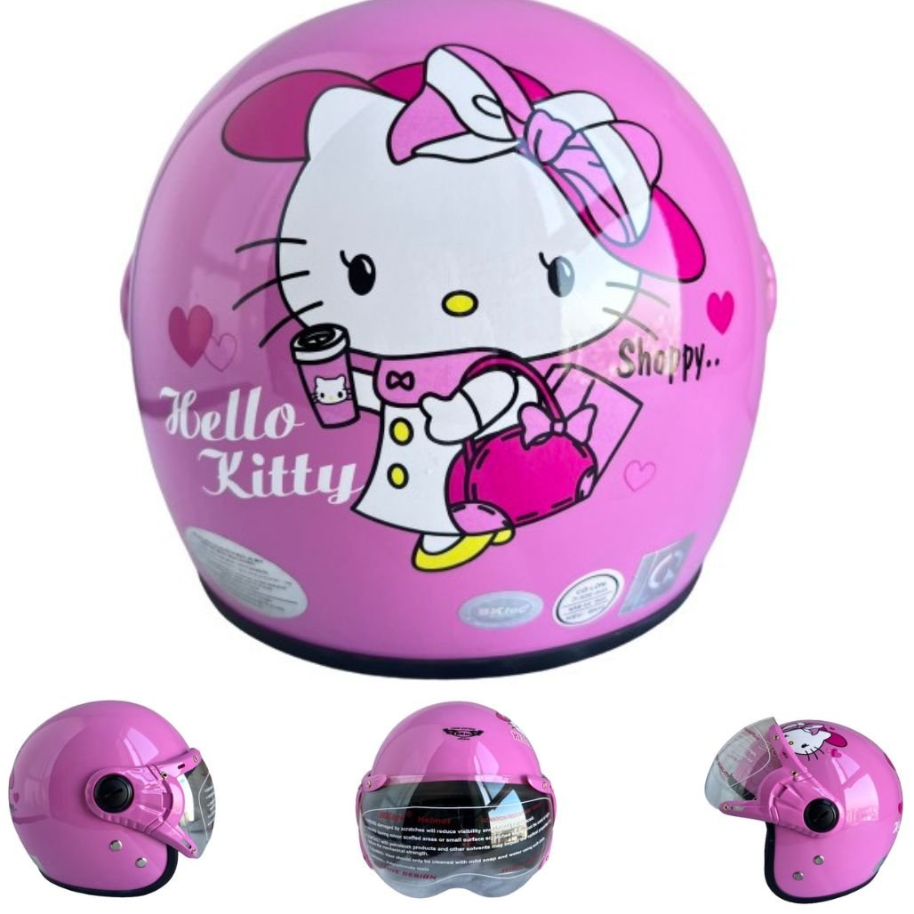 Mũ bảo hiểm trẻ em trùm 3/4 đầu dành cho bé từ 4 đến 8 tuổi - Vòng đầu 50-52cm - Phù hợp với bé nặng dưới 25kg - BKtec BK32 – Tem Kitty  - Hàng chính hãng - Bảo hành 12 tháng