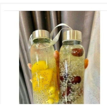 Combo 4 Bình Nước Thủy Tinh 300ml 500ml Nắp Dây Xách
