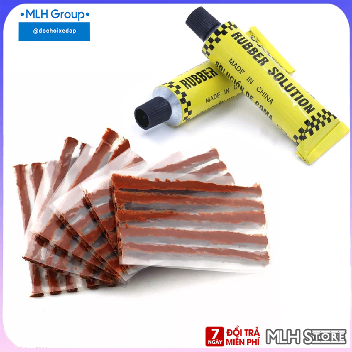 Bộ 15 Sợi Keo Cao Su Kèm 2 Tuýt Keo Vá Lốp Xe Không Xăm Vá Ngoài (Vá Lụi) Vá Dự Phòng Khẩn Cấp Cho Xe Máy, Xe Hơi Xe Ô Tô MLH
