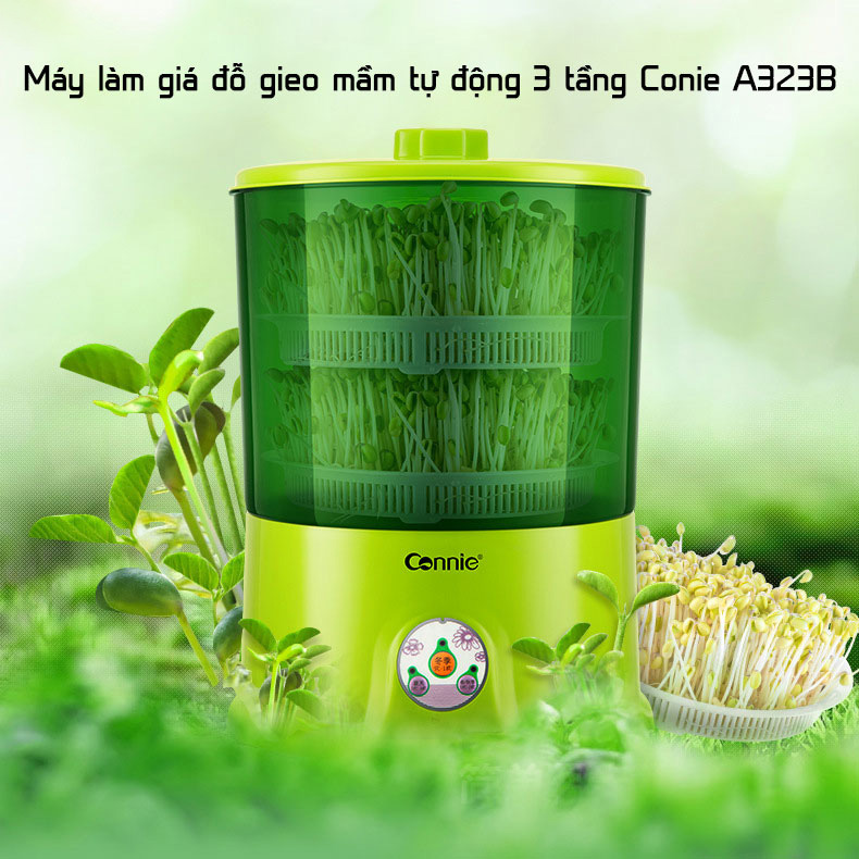 (Send 10 PCs stickers) Connie a323b automatic electric 3-layer sprout bean sprouter-easy to clean home price