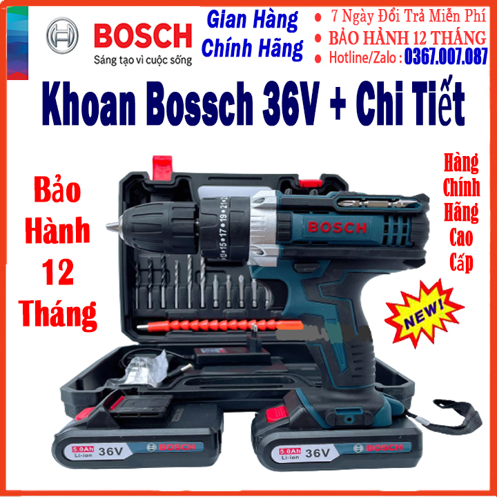 [HCM]Máy khoan pin BOSSCH 36V + 24 Chi Tiết Lõi đồng Có Búa - Máy Khoan Bê Tông Gỗ  Kim Loại Bắt Vít Chuyên Dụng - 100% Lõi Đồng Nguyên Chất - Sản Xuất Theo Tiêu Chuẩn Công Nghệ Đức  - Bảo Hành Toàn Quốc 1 Đổi 1