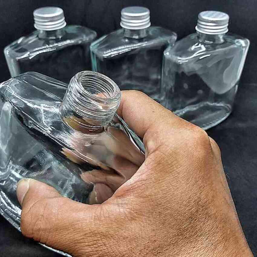 glass bottle 250ML – Flat Square design - 2 bottles