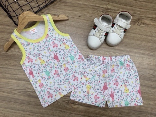 (7-19KG) Đồ bộ bé gái sát nách quần đùi thun borip (041)
