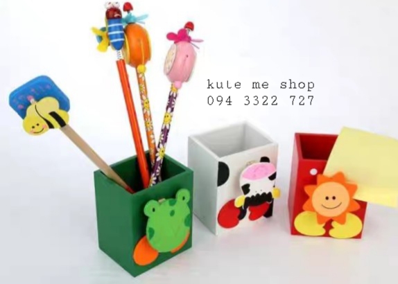 Hộp gỗ cắm bút cho bé