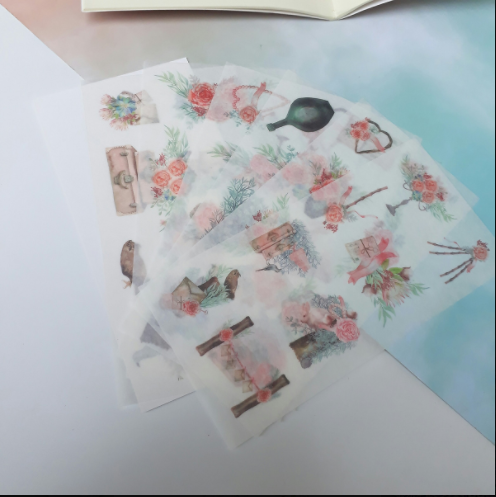 Bộ 6 tấm sticker bữa tiệc hoa hồng
