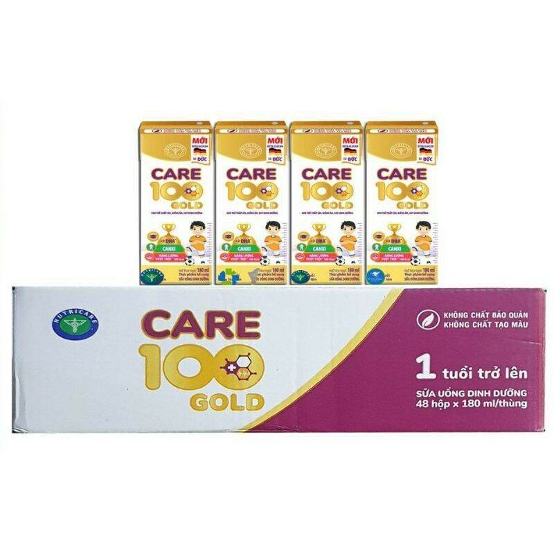 (Date mới) Thùng sữa 48 hộp Care 100 Gold pha sẵn 180ml