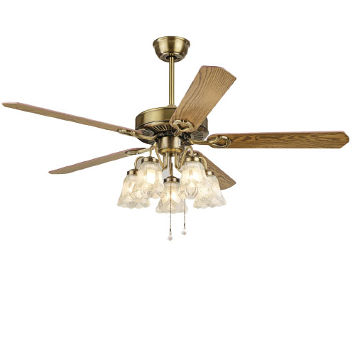 Đèn Quạt trần trang trí tân cổ Châu Âu [5 cánh 52 inch, 5 bóng đèn]