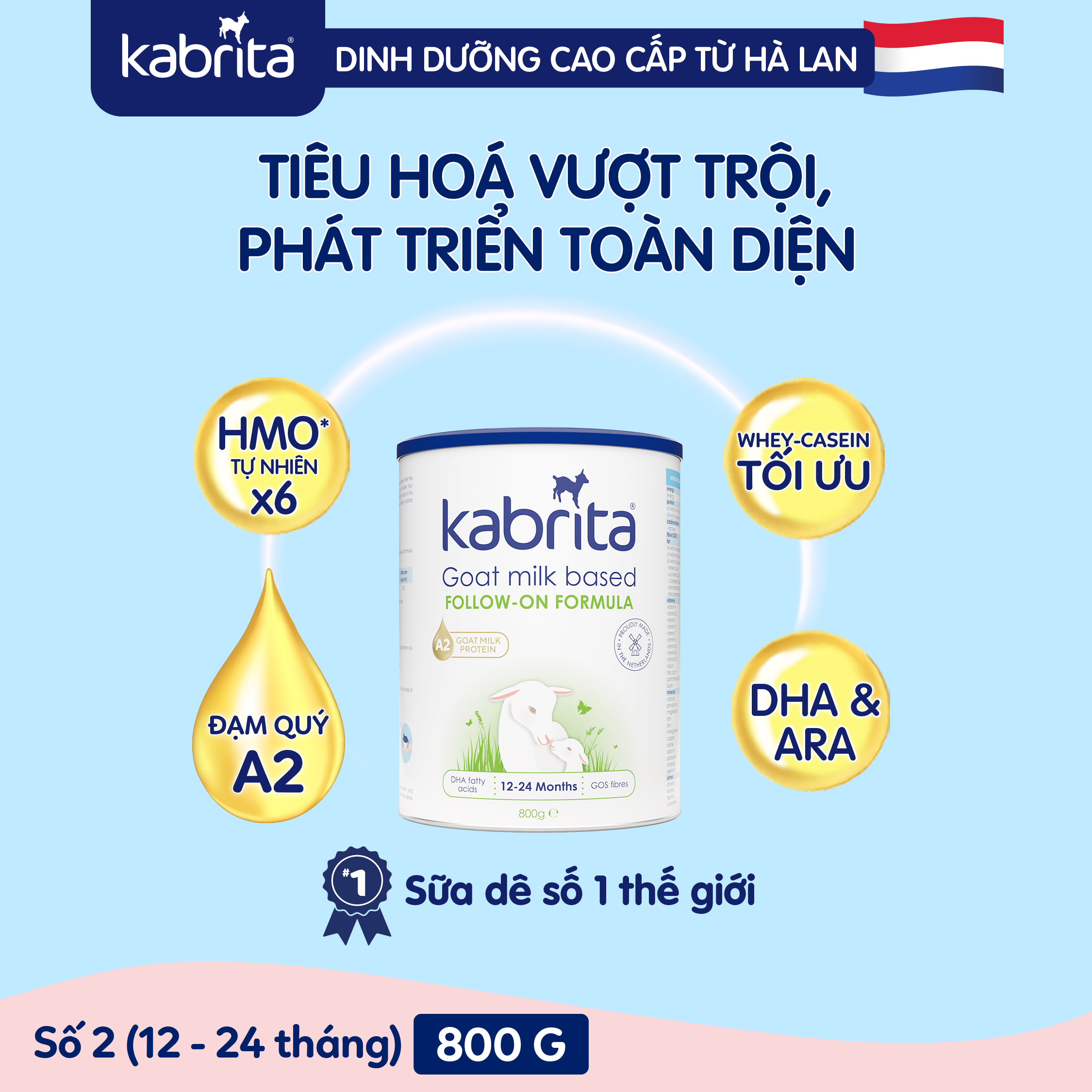 [QUÀ TẶNG SẼ HIỂN THỊ TRONG GIỎ HÀNG] Combo 2 Lon Sữa dê Kabrita cho trẻ từ  0 - 12 tháng - Lon 800g