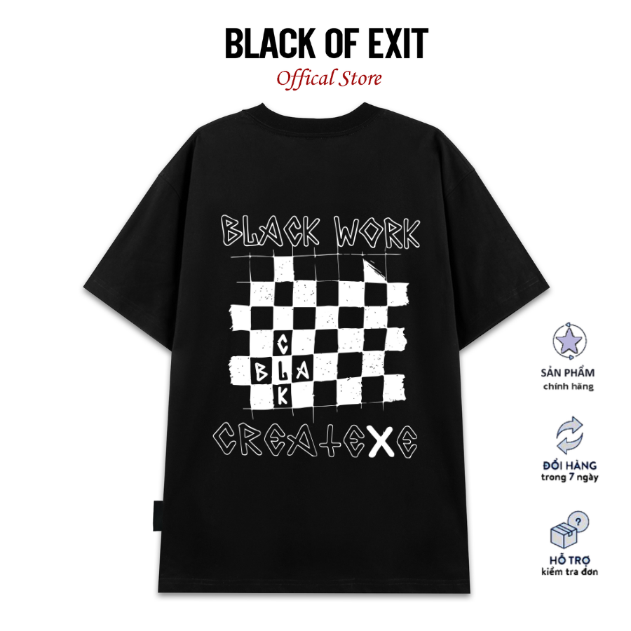 Áo thun unisex BLACK OF EXIT Black Work phông tay lỡ nam nữ form rộng Local Brand