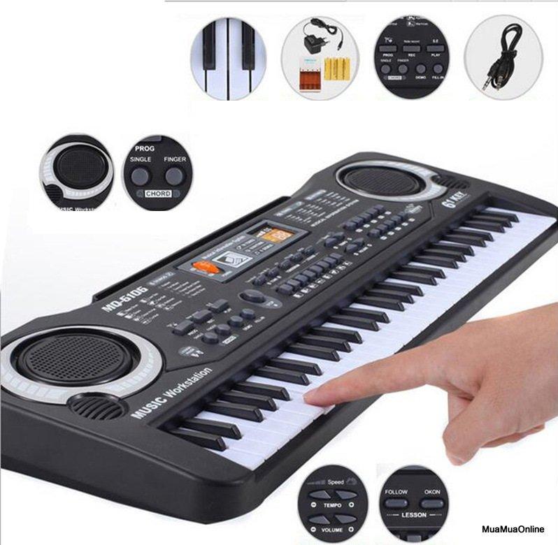 Đồ Chơi Đàn Piano 61 Phím Kèm Sạc Và Mic Cho Bé
