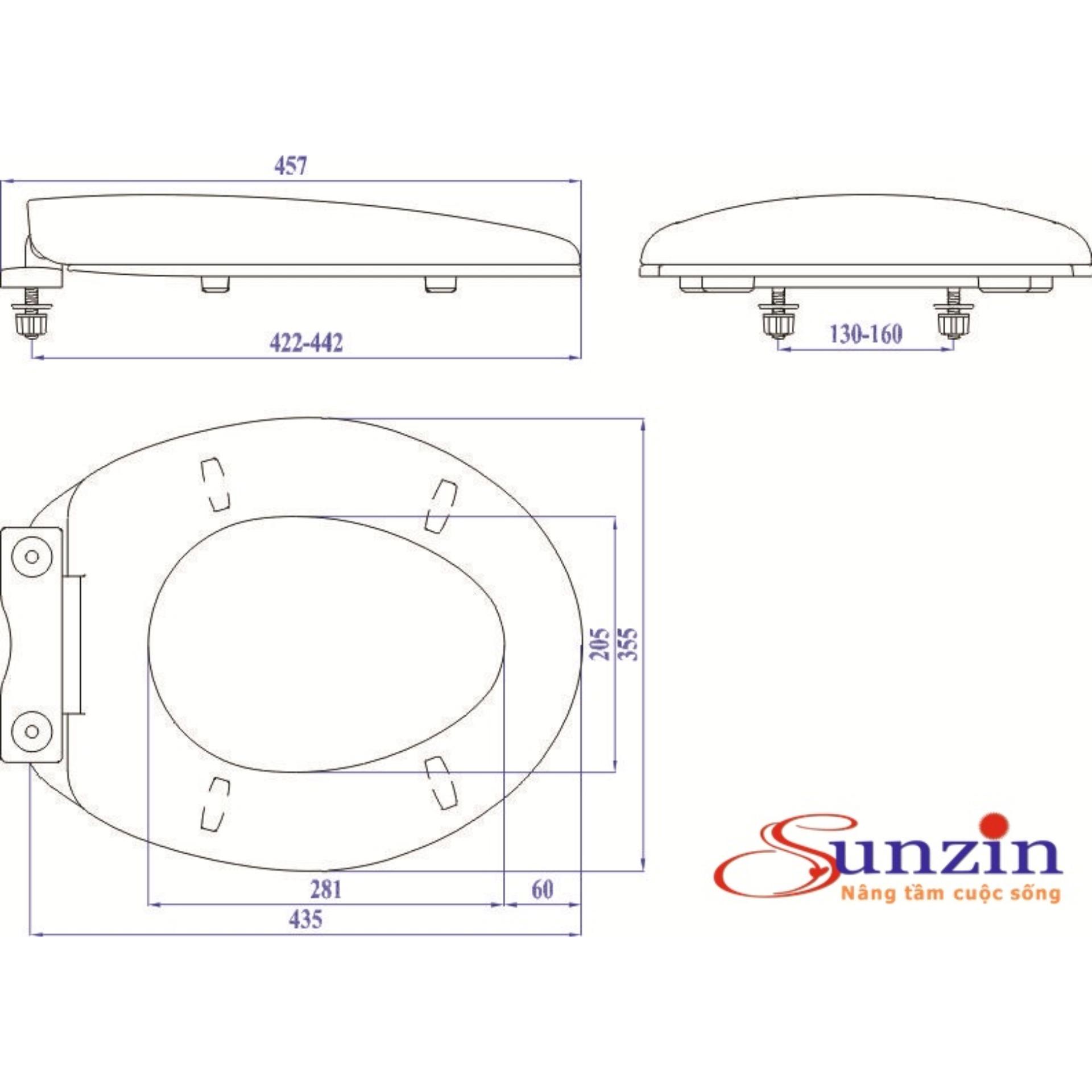Nắp bồn cầu rơi êm Sunzin
