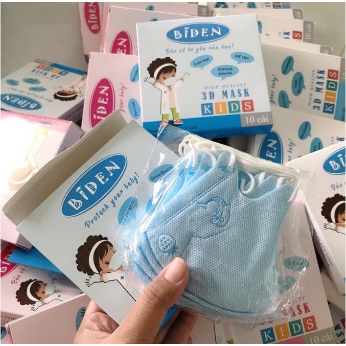 Khẩu trang Biden 3D cho bé (Hộp 10c)