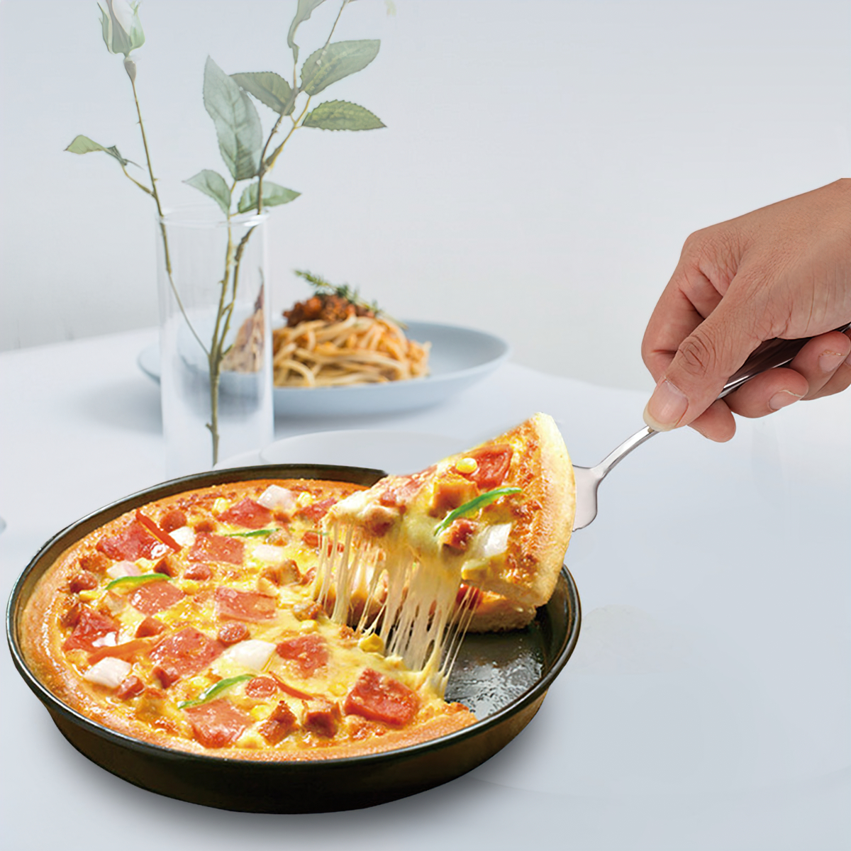 Convenient pizza and cake picker made of durable stainless steel