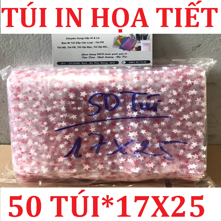 50 CHIẾC Túi họa tiết PP SIZE 17x25, Túi dày đẹp đựng mỹ phẩm tiện dụng