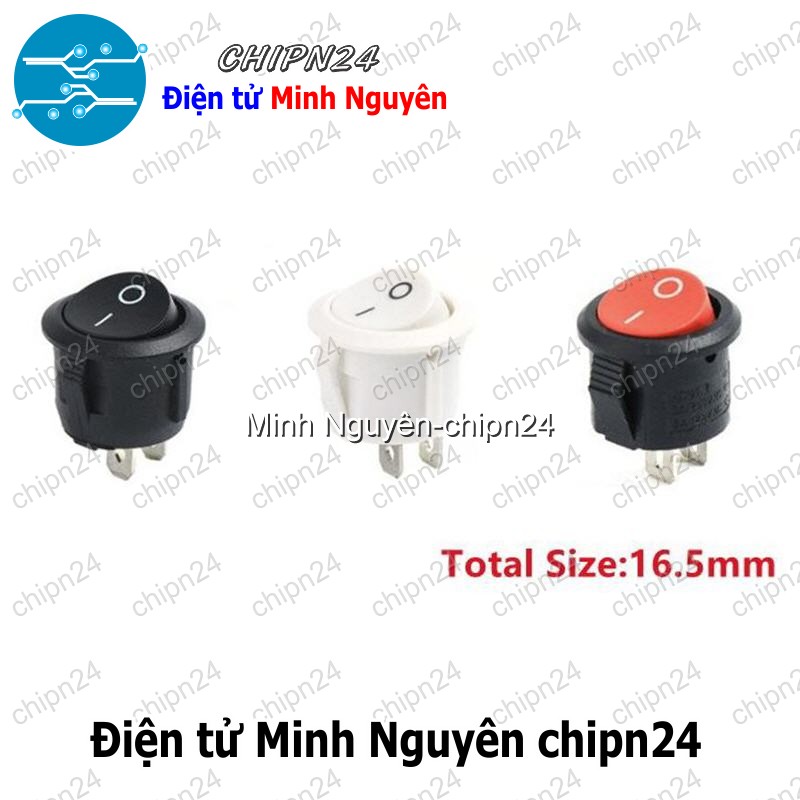 [2 cái] (F97) Công tắc Tròn 15MM (2/ 3 chân 3A 250VAC Đỏ/Đen/Trắng) - [Chọn Loại] - HHH.00133