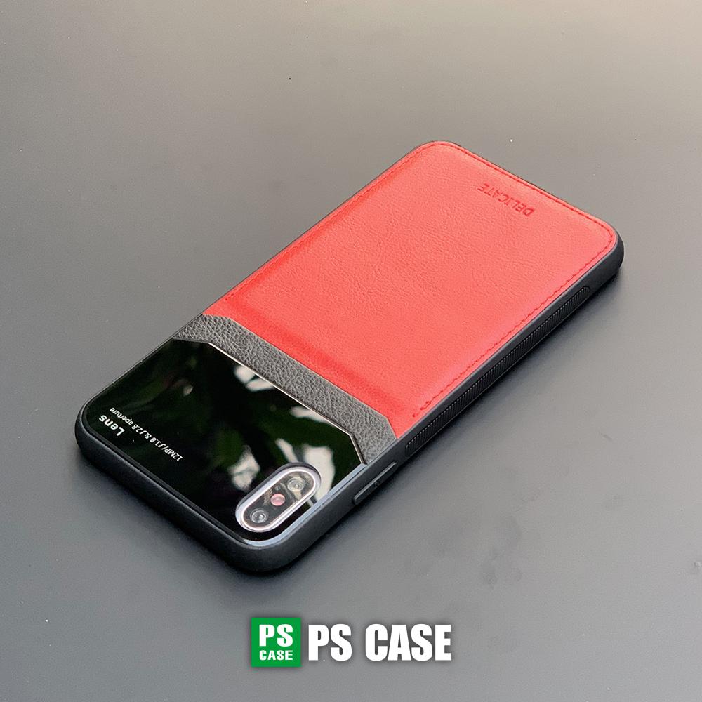 Ốp lưng da kính cao cấp dành cho iPhone X / iPhone XS - Màu đỏ - PS Case Phân Phối