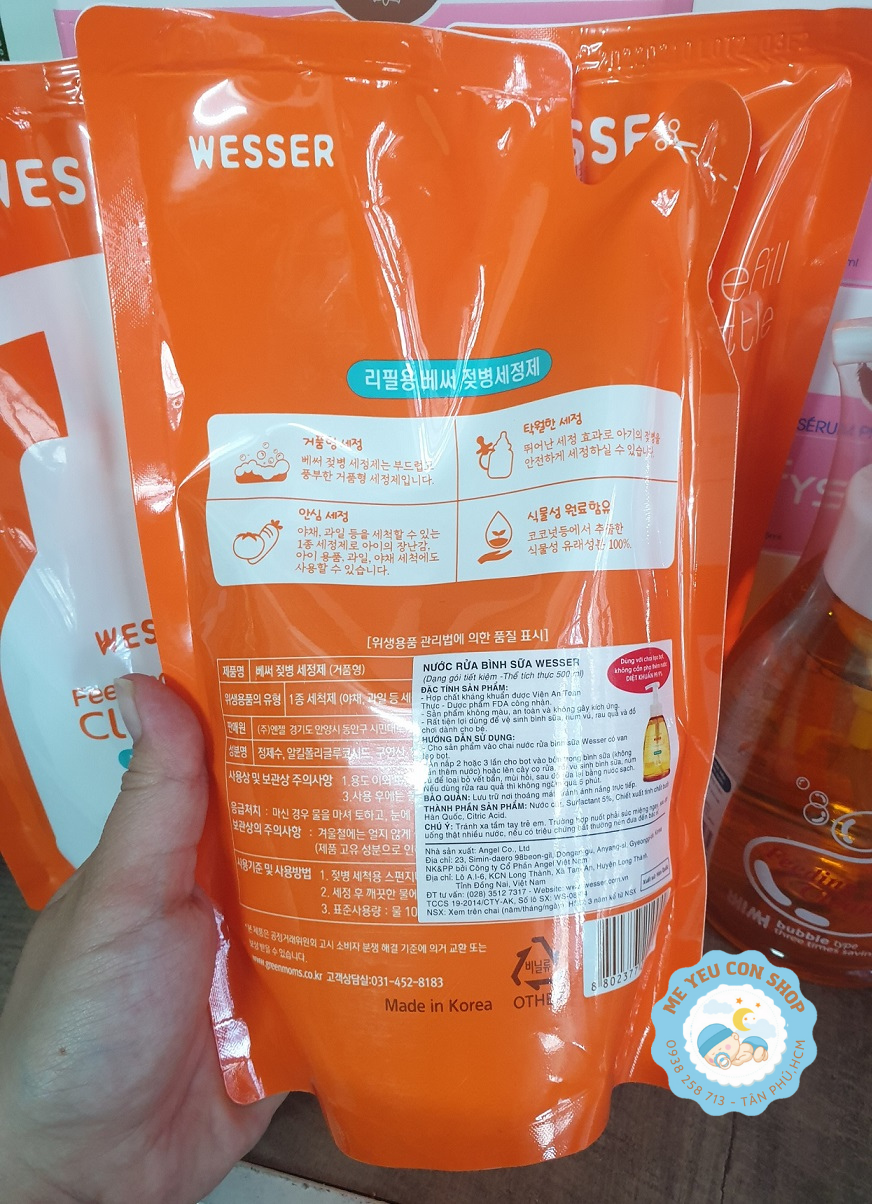 [HCM]TÚI NƯỚC RỬA BÌNH SỮA WESSER 500ml