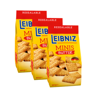 3 Gói bánh qui bơ minis Leibniz Đức 100g gói dùng bơ tự nhiên và dầu hướng dương, bánh thơm giòn tan HSD,, 09 05 2022 thumbnail