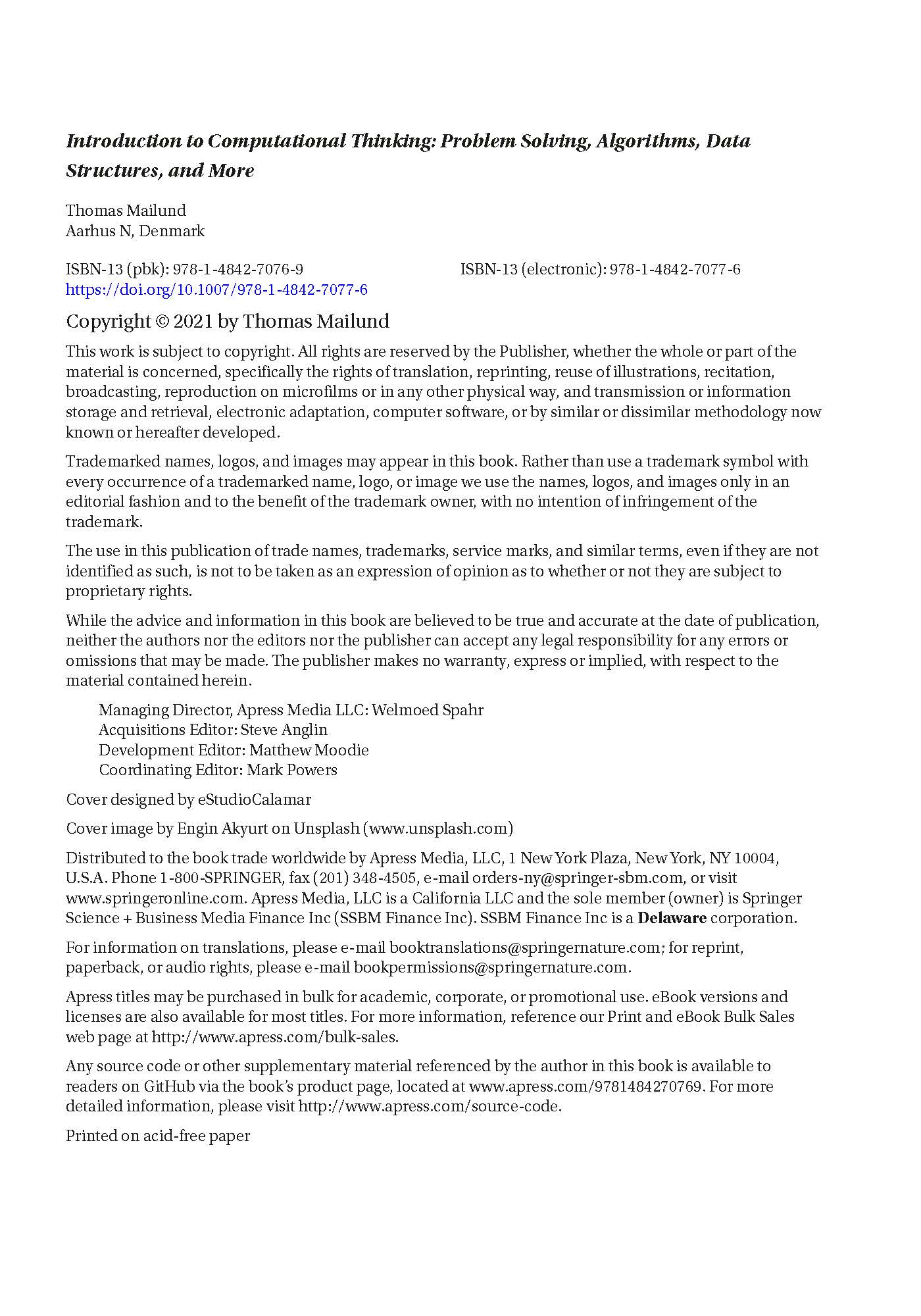 Introduction to Computational Thinking Problem Solving, Algorithms, Data Structures