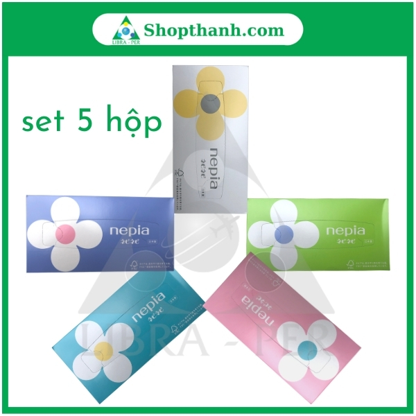 Khăn Giấy Nepia Nhật Bản (set 5 hộp x 300 tờ)