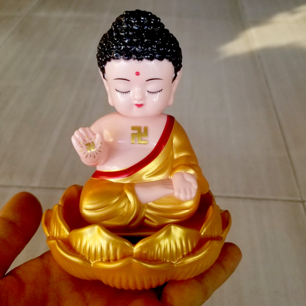 Tượng Di Lặc vẫy quạt-Thần tài thỏi vàng-Con lân gật đầu năng lượng mặt trời