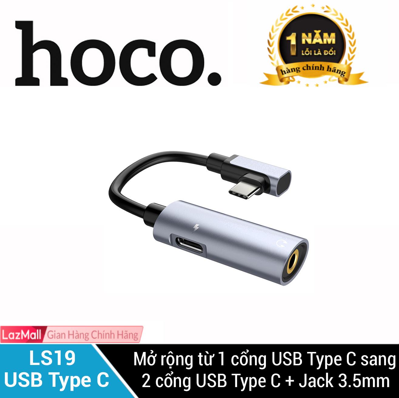 Cáp chuyển đổi từ USB Type-C sang USB Type-C + Audio 3.5mm Hoco LS19