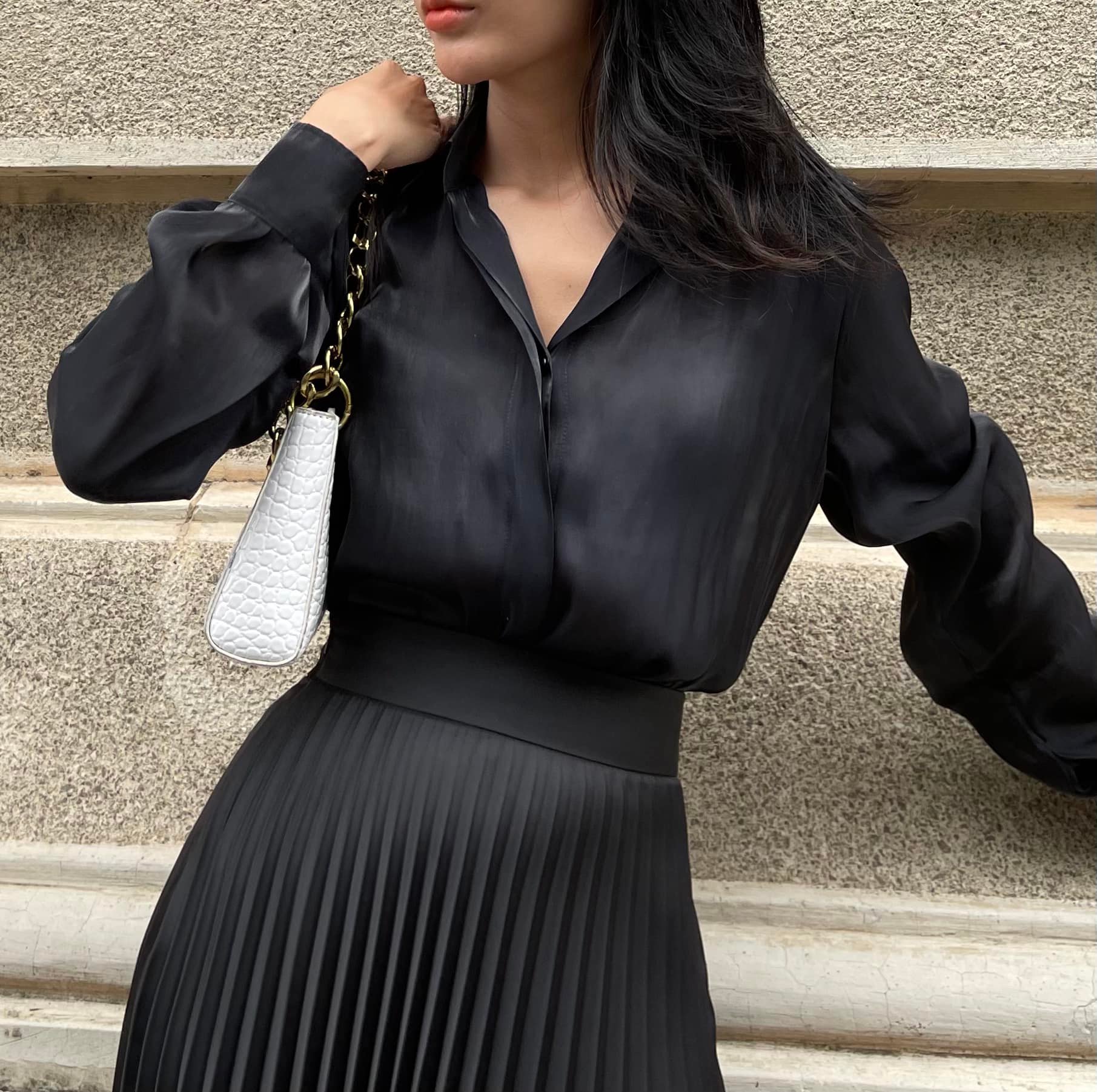 VELLE DESIGN áo sơ mi lụa tơ Celline chất lụa tơ organza cao cấp không nhăn.