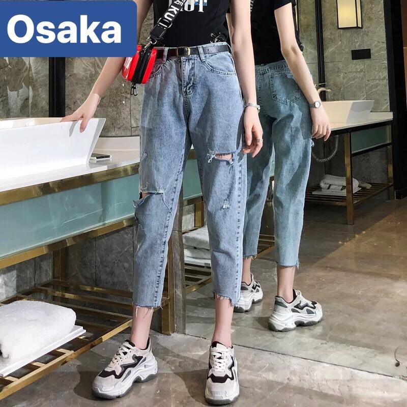 QUẦN JEAN BAGGY NỮ CHẤT BÒ XANH RÁCH LƯNG CAO NÂNG MÔNG TREND MỚI YAMAMOTO OK-01 OSAKA FASHION