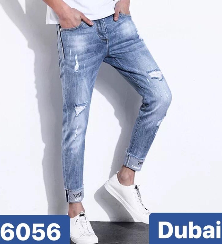 QUẦN JEAN BAGGY NAM UNISEX CHẤT BÒ RÁCH WASH SANG THÊU GẤU CHÂN DB 6056 CAO CẤP - DUBAI FASHION