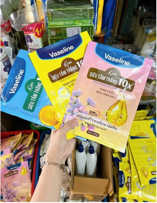 Kem siêu tắm trắng Vaseline 10x bao bật tone