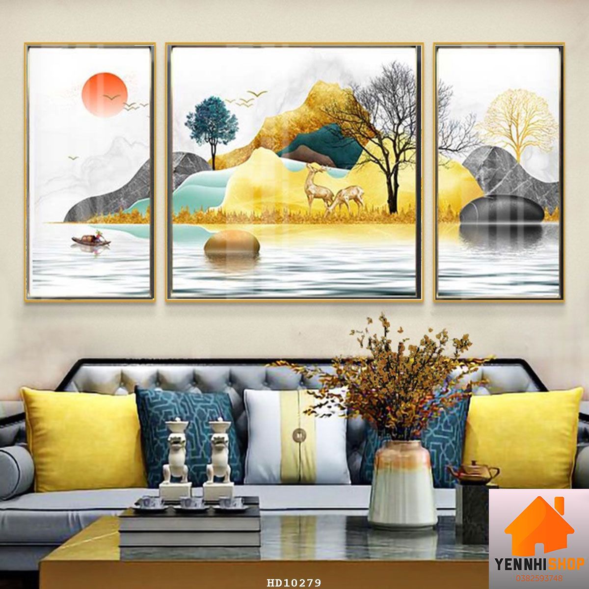 Xả tranh tráng gương, tranh treo tường, combo 3 bức treo tường dài 1,2m hoặc 1,4m, tranh trang trí phòng khach, sảnh, hành lang đẹp hơn tranh đính đá, tranh nghệ thuật