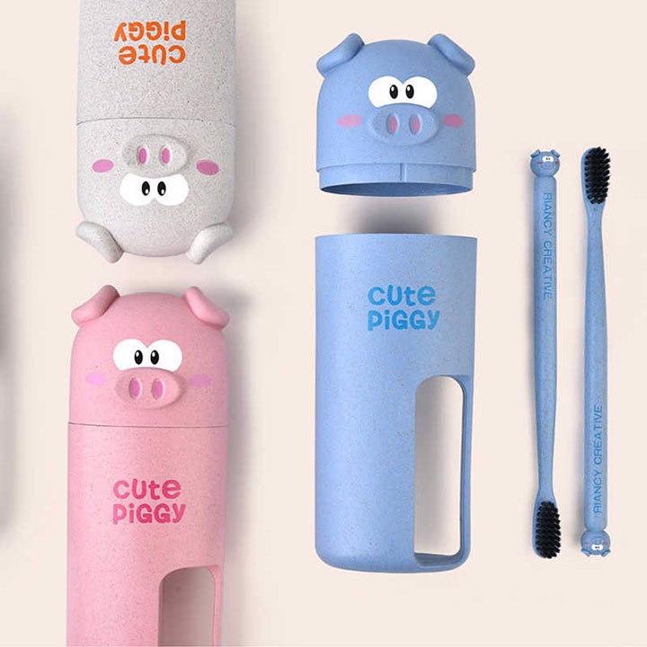 [HCM]Hộp đựng bàn chải hình heo lúa mạch Cute Piggy