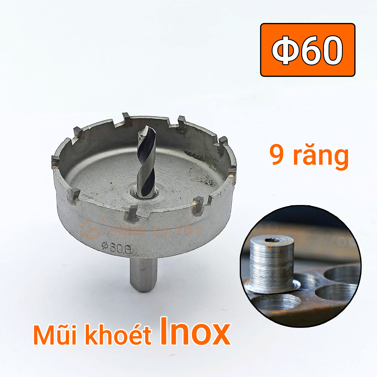 Mũi khoan khoét lỗ inox răng hợp kim các cỡ 16-60mm