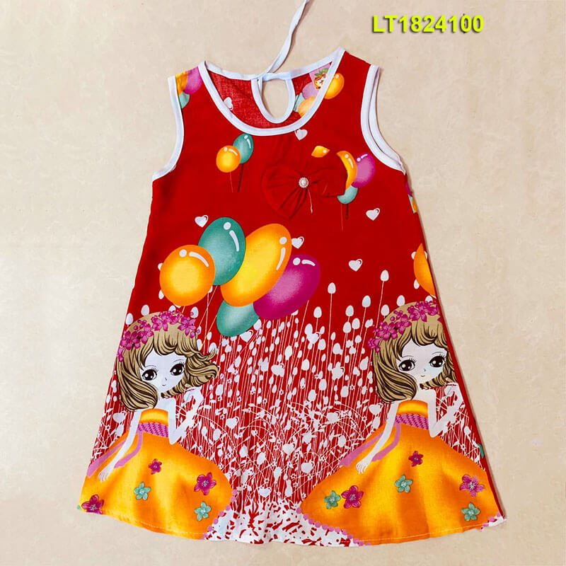 20 - 30Ky Home Dress for Girls in Linen Tone Fabric
