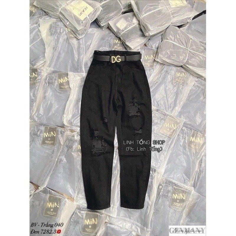 Quần baggy bò đen rách kiểu mới gs100