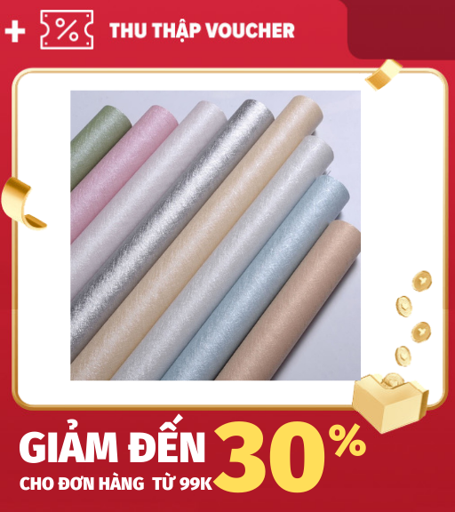 10M giấy dán tường vân sợi nổi MÀU TRƠN keo sẵn khổ 60 cm