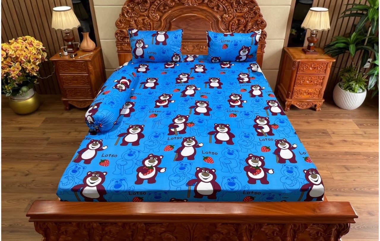 Bộ drap ga thun Hàn quốc (MẪU GẤU BÔNG) mới chất đẹp