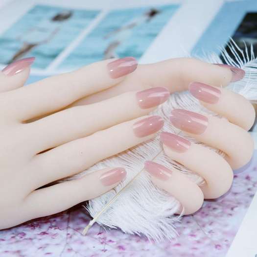 24 Cai Mong Tay Giả Mau Hồng Trong Suốt Thạch Mau Hồng Mong Tay Trum Kin đầu Tron Ngắn Arylic Nail Nghệ Thuật Mong Tay Giả Lời Khuyen Mong Giả Larocheposayshop Com