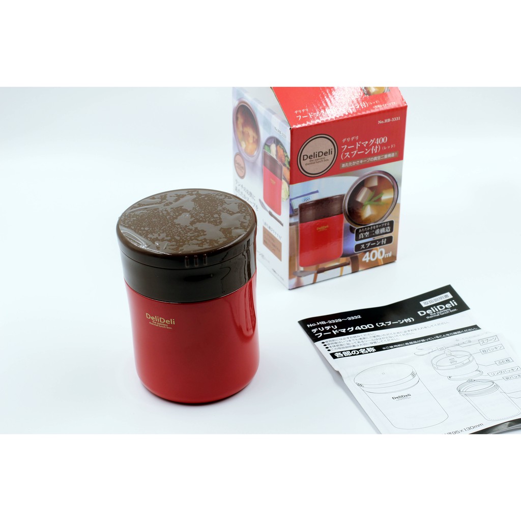 Bình Ủ Cháo Kèm Thìa Pearl Lilfe (400Ml, Màu Đỏ)