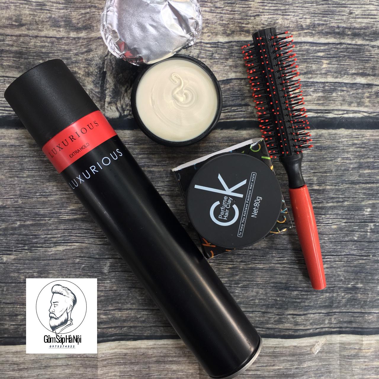 Combo Gôm Xịt Tóc Luxurious + Sáp Vuốt Tóc C-K Tặng Lược Tạo Kiểu