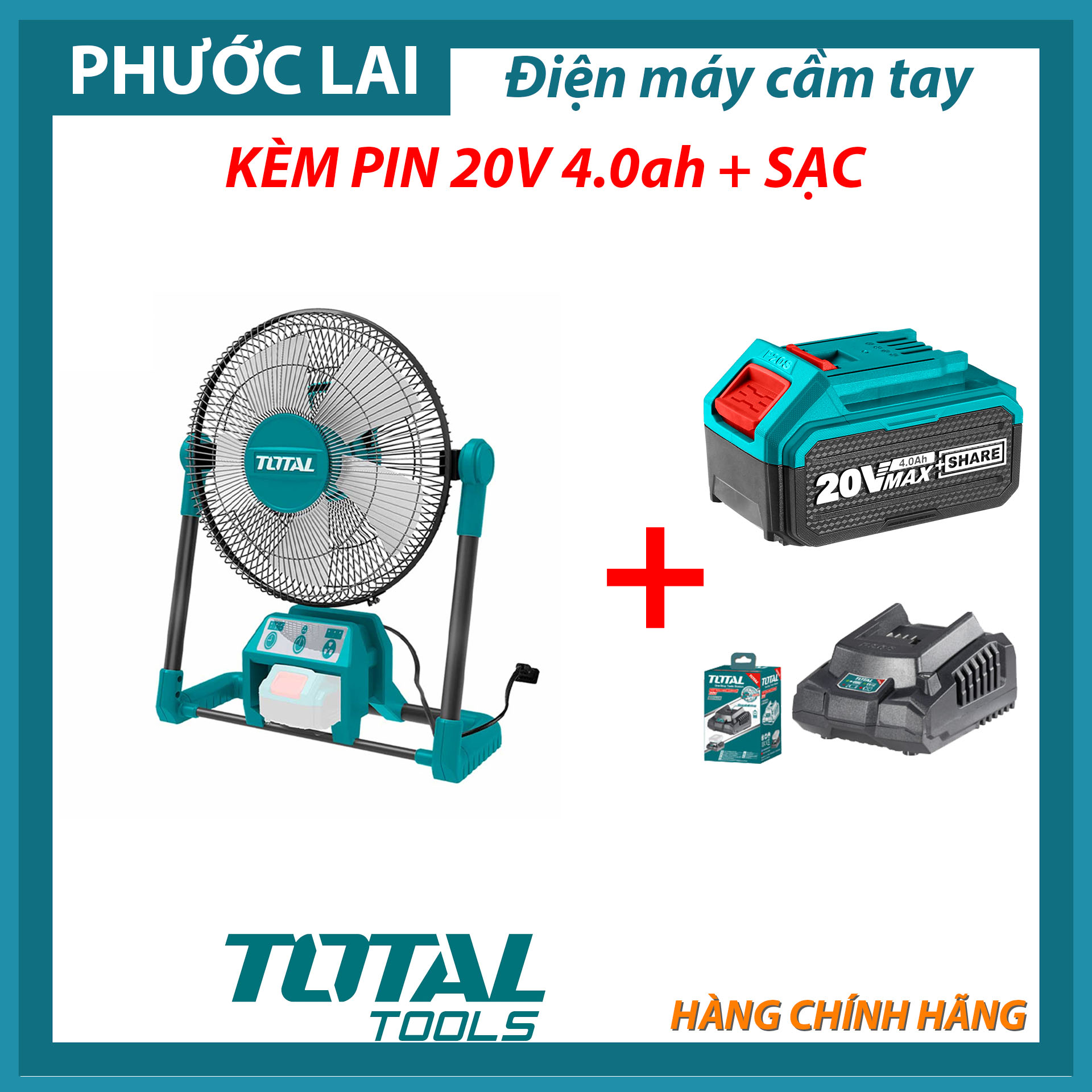 Quạt máy dùng pin Total TFALI2001